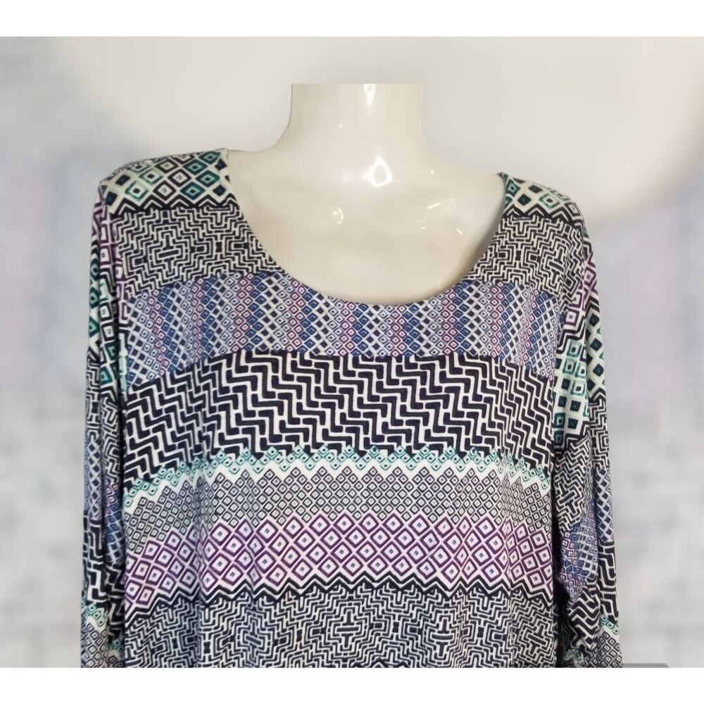 Women's Tunic Top Geometric Design Investment Essentials BOHO Plus Size 1X - Picture 3 of 5